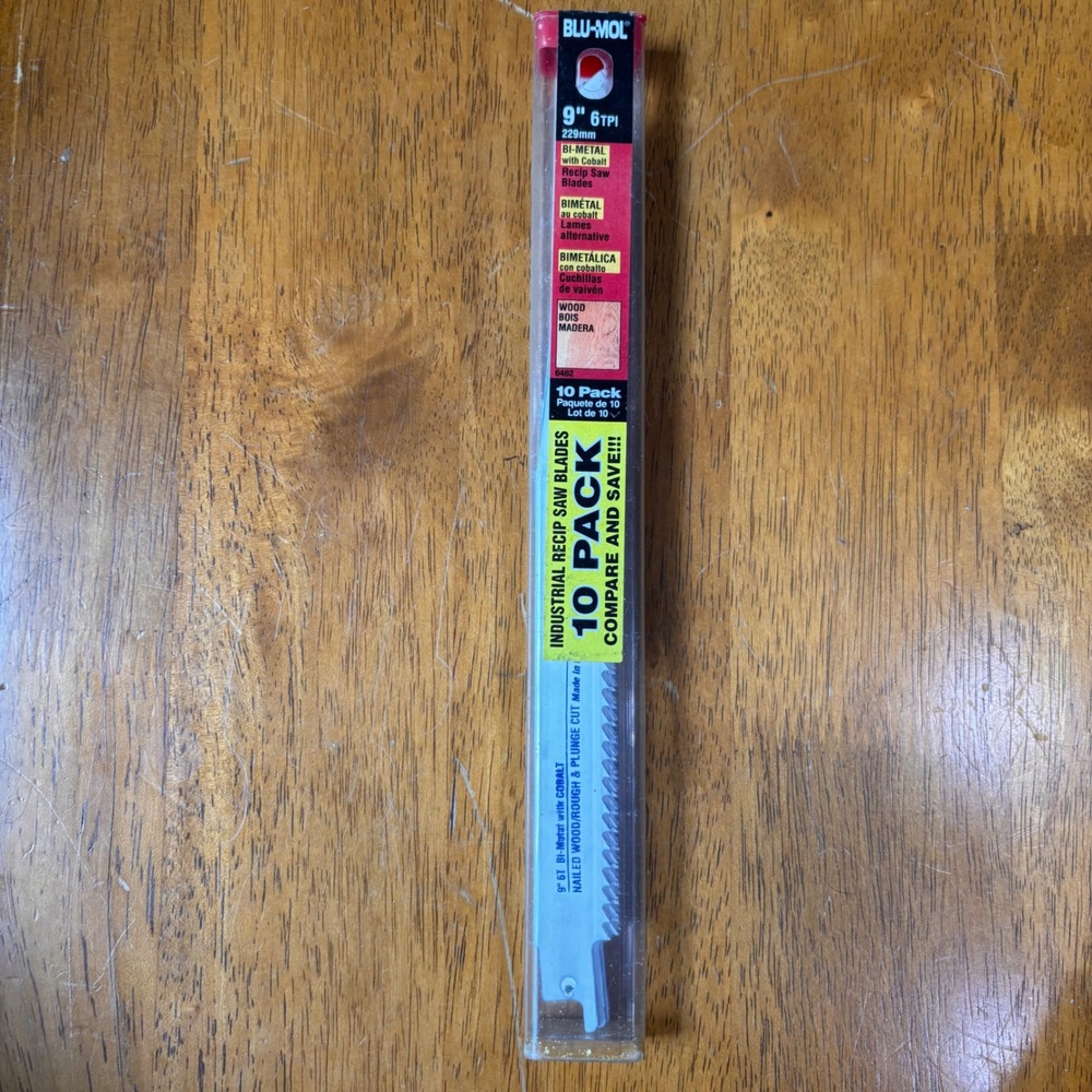Blu-Mol 9 inch 6 TPI Bi-Metal Cobalt Reciprocating Saw Blades 10 Pack 6482 USA
